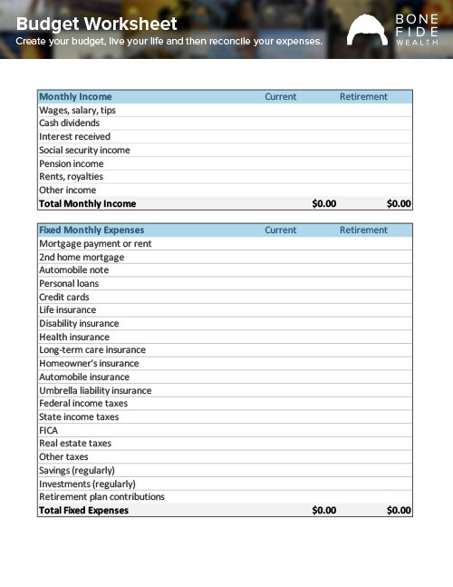 Budget Worksheet